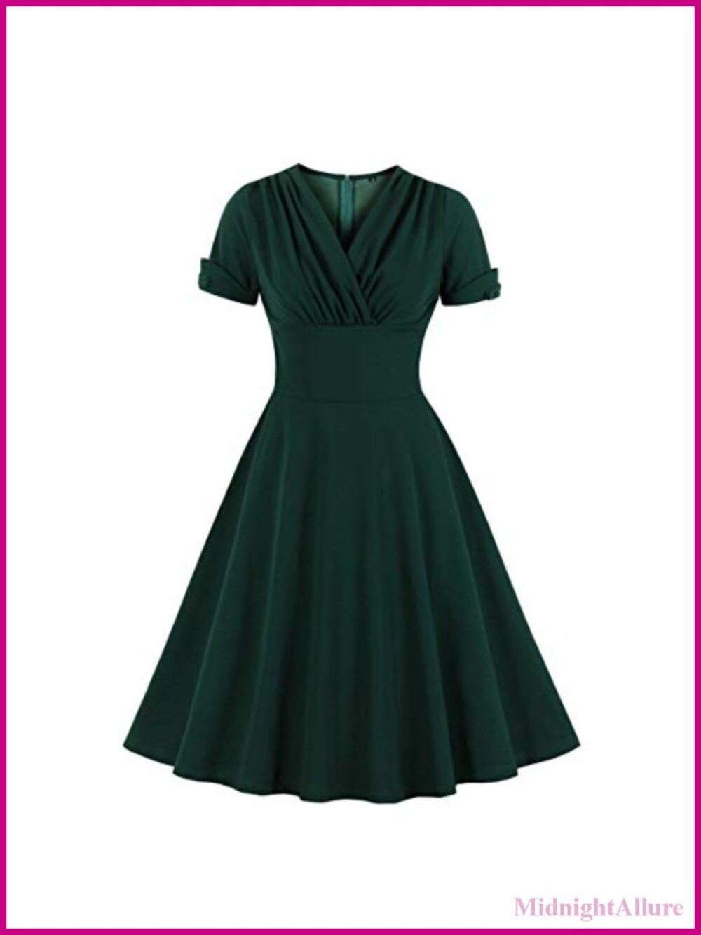 Faux Wrap V Neck Ruched Dress High Stretch High Waist Knee-Length A-Line Short